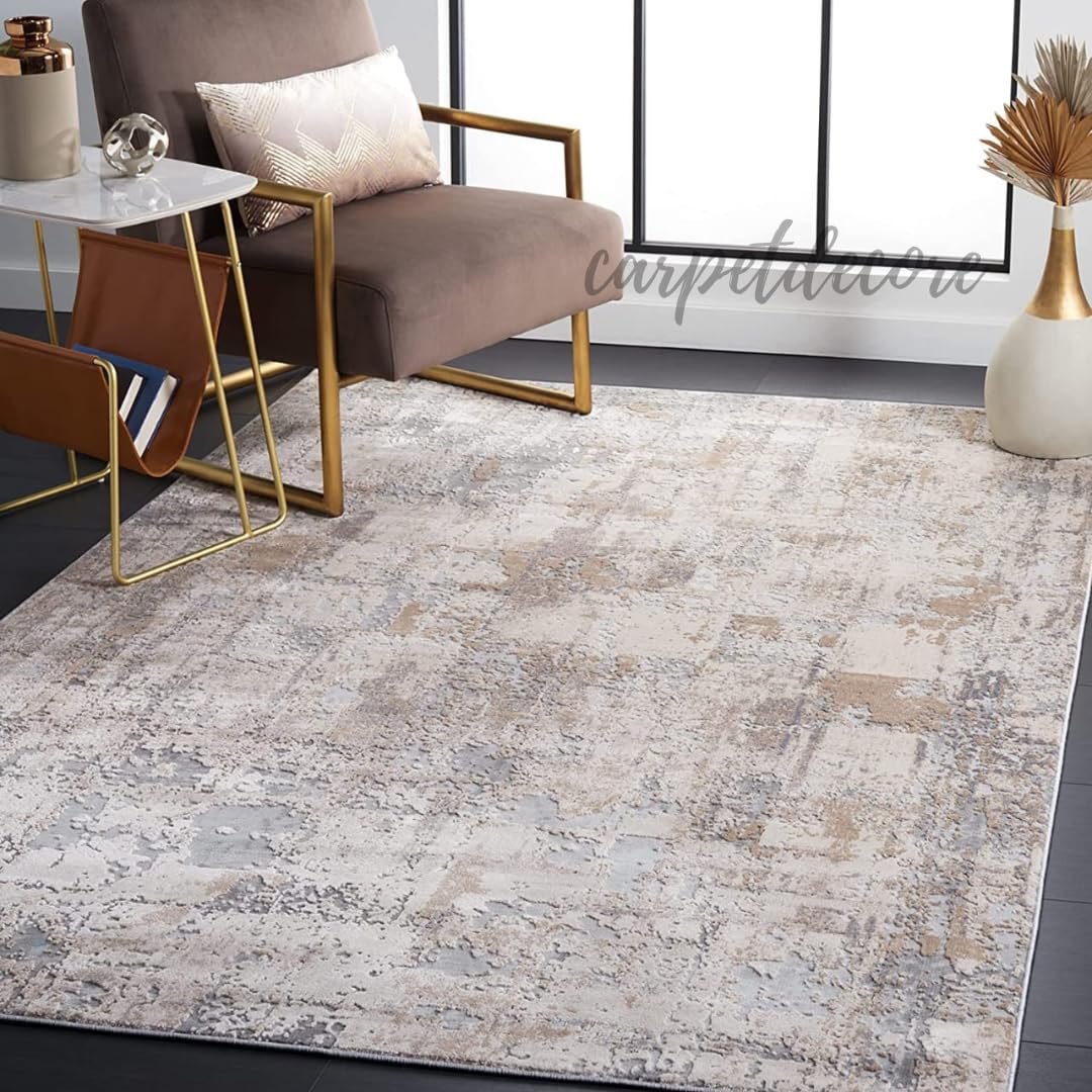 Zora Carpet Kashmiri Abstract Design Silk Carpet for Living Room with 1 Inch Th...