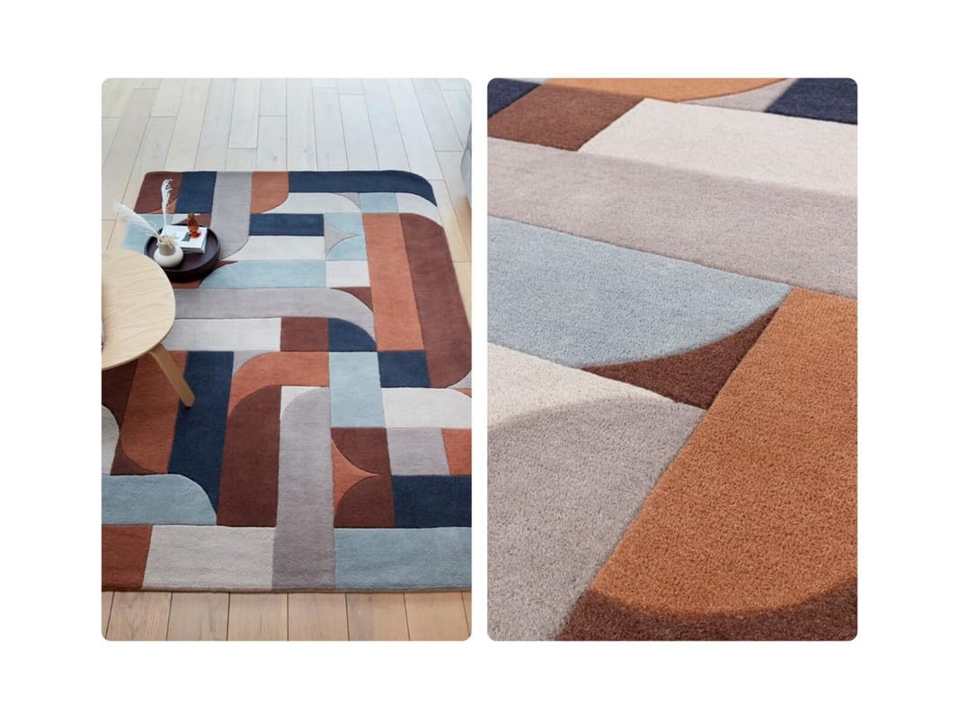 ZORA CARPET Multi Color Handmade Tuffted Blended Pure Woollen Carpet for Living...